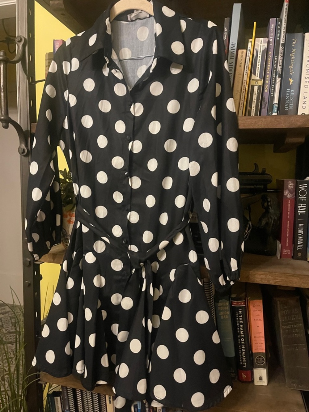 Lily Rose Black & White Polka Dot Tie-Waist Mini Dress